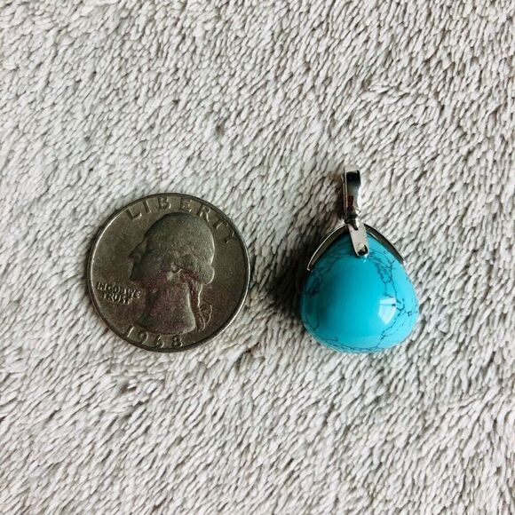 NWOT Ti Sento Turquoise and Sterling Silver Drop Pendant Charm (Large) - Picture 3 of 8